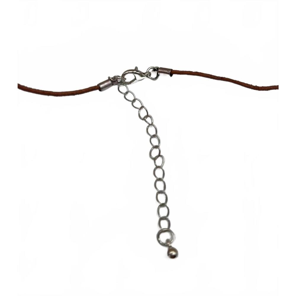 Bohemian Silver and Turquoise Pendant Necklace with Leather Cord - Picture 6 of 7
